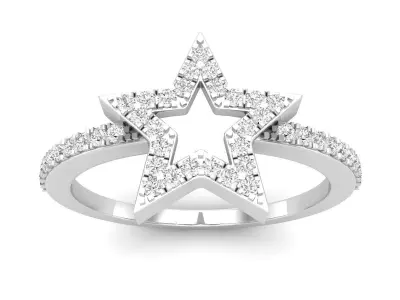 AV 697 Diamond Star Shaped Ladies Bridal Engagement Ring 3D print model