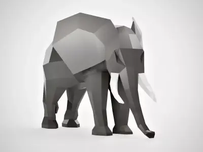 Low Poly Elephant with tusks Low-poly 3D model purchase
