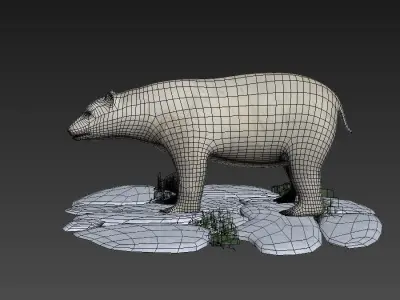 White Bear polar bear animal Ar VR animal 3D model