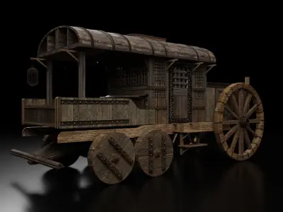 Medieval Prison Vehicle Low-poly 3D model