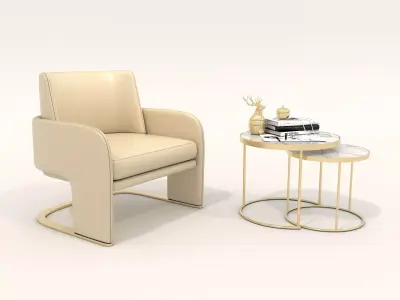 Modern Coffee Table and Armchair Set 66 3D model