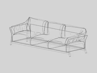 sofa set revit model 3D model