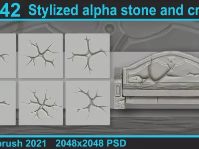 Stylized alpha stone and cracks 3D model