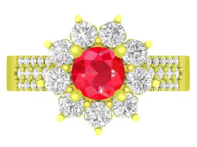 Luxury Floral Cluster Gemstone Women Ring 3D Jewelry Model  4087 3D print model