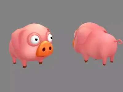 Cartoon piggy - fat pig Low-poly 3D model