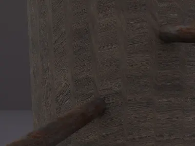 3D MODEL BITS LOW POLY wooden stick with nails Low-poly 3D model