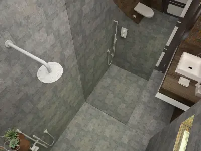 Modern Bathroom interior  Low-poly 3D model