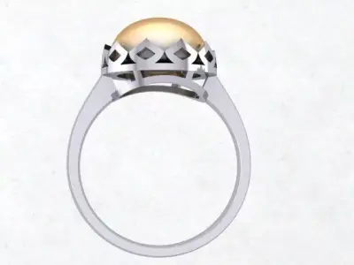 Model of a Pearl and Diamond Women Ring 3D print model