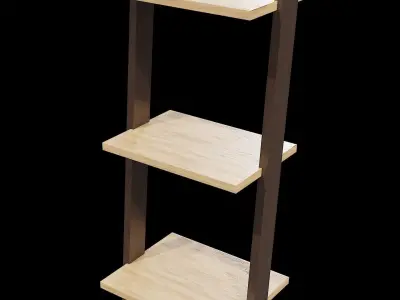 Ladder Shelving - Narrow wood varient Low-poly 3D model