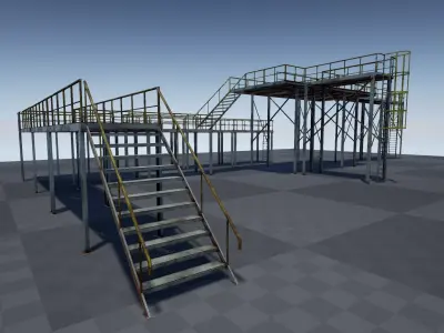 Modular industrial platform PBR Low-poly 3D model