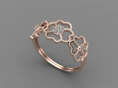 Women Ring Diamond Stone STL 3DM Lightweight Printable 3D print model 64