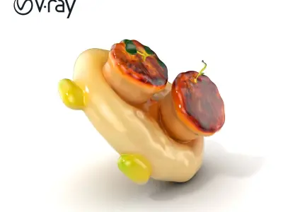 PanSeared Scallop Trio Gourmet Dish model pack Low-poly 3D model