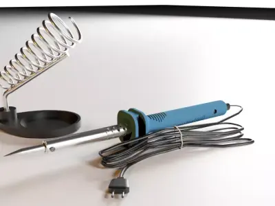 Iron Soldering with stand Low-poly 3D model
