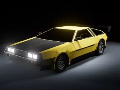 Furious 1981 DMC DeLorean Low-Poly Style Low-poly 3D model