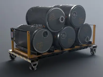 SciFi loaded Barrel Trolley 3D model