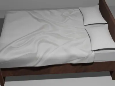 Modern Bed Model Low-poly 3D model