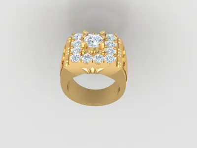 Ring  Mens luxury ring with enamel and gems 3D print model 3D print model