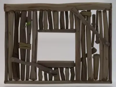 Wooden Window Wall  Low-poly 3D model