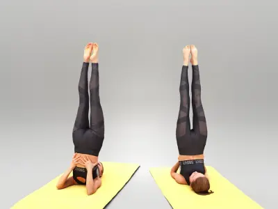 Female standing on her head and doing yoga 420 Low-poly 3D model