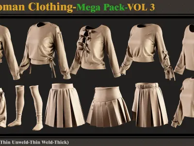 40 Woman Clothing- MEGA PACK-zprj-fbx 3D model