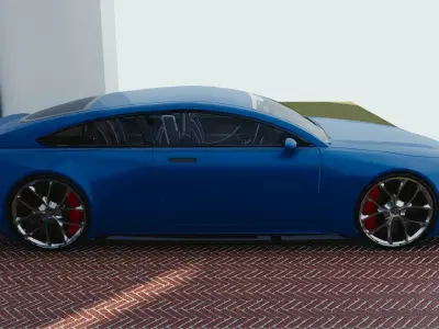 BLENDER EEVEE Brandless Mid Size 2 door coupe Low-poly 3D model