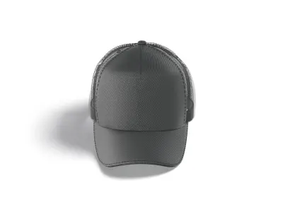 Black Trucker Hat - sport mesh baseball cap 3D model