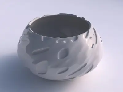 Bowl squeezed twisted with cavities smooth 3D print model