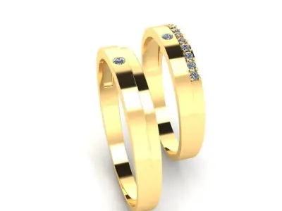 Simple Diamond Wedding Ring 3D print model  3D print model