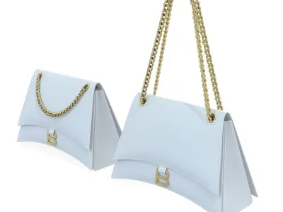 Balenciaga Crush Medium Chain Bag White Leather Low-poly 3D model