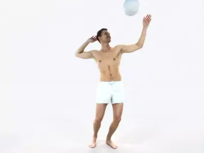 Virtue 04M Beach Serving Sports Man Low-poly 3D model