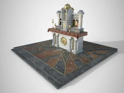 Altar shrine with Lord Jesus on the cross  3D model