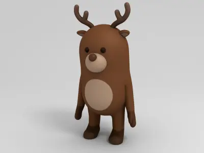 Rigged Cartoon Reindeer 3D model