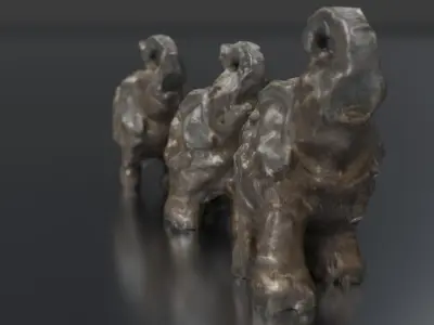 Elephant Statues Low-poly 3D model