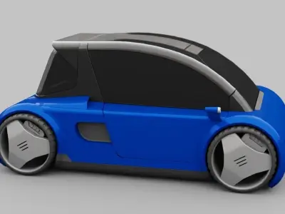 Futuristic city car  rigged 3D model