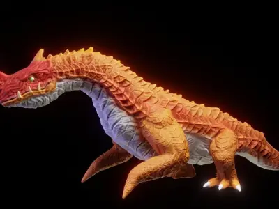 Oceanic serpentine dragon made in blender 3D model
