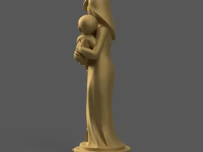 Pure Love Mother Child 3D STL Statue 3D print model