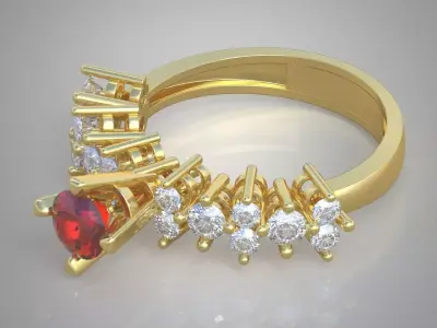 Diamond ring 0446 3D printable model  Free 3D print model