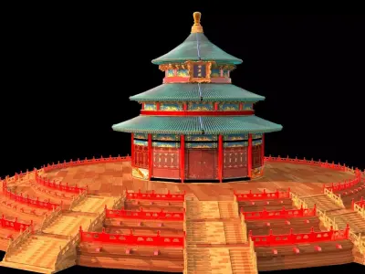 Chinese palace temple of heaven   Low-poly 3D model