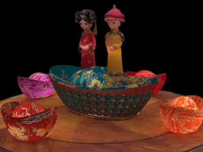 Chinese wedding couple figure  3D model