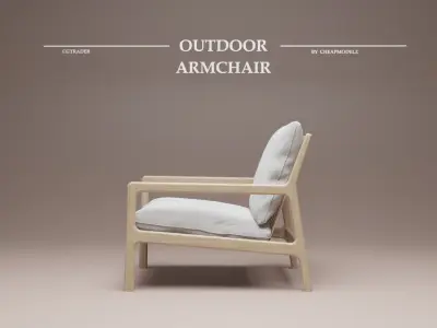 Outdoor wooden armchair by CHEAPMODELZ Low-poly 3D model