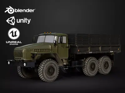 Military cargo truck Game Ready Low-poly 3D model