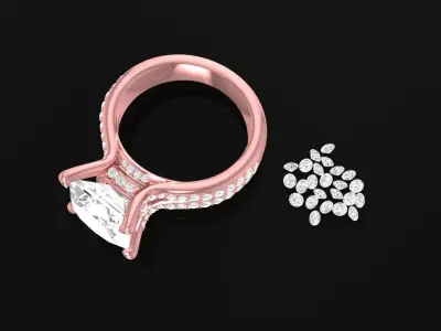 Luxury Diamond Solitaire Engagement Ring for Women  2367 3D print model