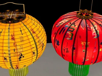 Chinese red lantern 3D model 40