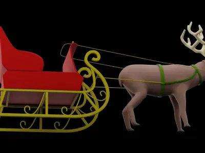 Christmas Mini Sleigh Low-poly 3D model