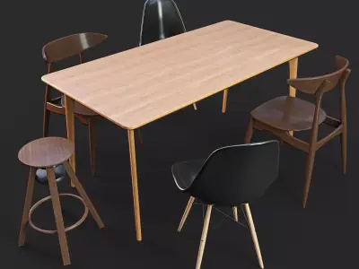Set of table and chairs 3D model