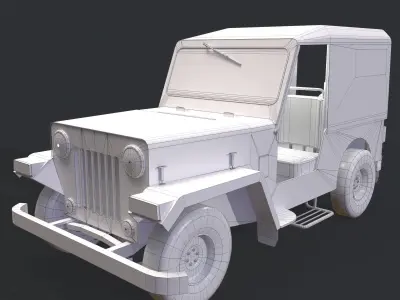 3D model Major jeep Low resolution game model Low-poly 3D model