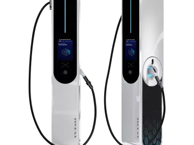 EV charger station Low-poly 3D model