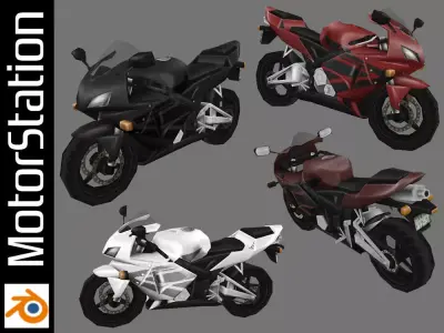 Sport Bike - low-poly PSX-PS2 style Low-poly 3D model
