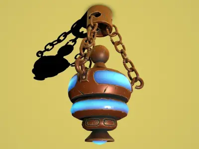 Fantasy bronze chandelier mini Low-poly 3D model