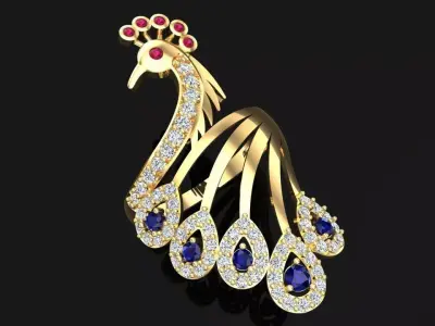 Peacock ring - Bird ring - Womens ring - N655 3D print model